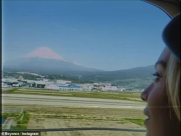 The 32-time Grammy winner posted a video of herself, apparently captured by her husband of 16 years as he admired her as she looked out the train window and took in the view of a notable volcano and sacred mountain in the distance.