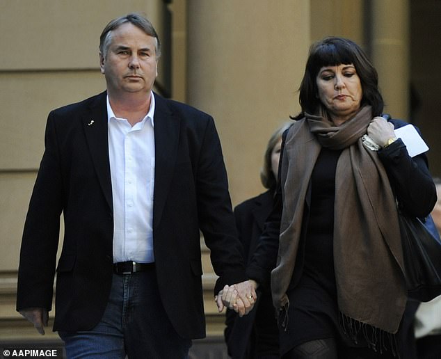 Ralph Kelly and his wife Kathy leave Central Local Court after Kieran Loveridge formally pleaded guilty to one count of the manslaughter of his son Thomas Kelly in Sydney, Tuesday June 18, 2013.