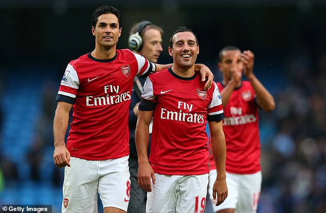 Cazorla spoke about his previous time playing alongside Mikel Arteta (left, in 2012) and how the Arsenal coach stopped the television to analyze the games with him