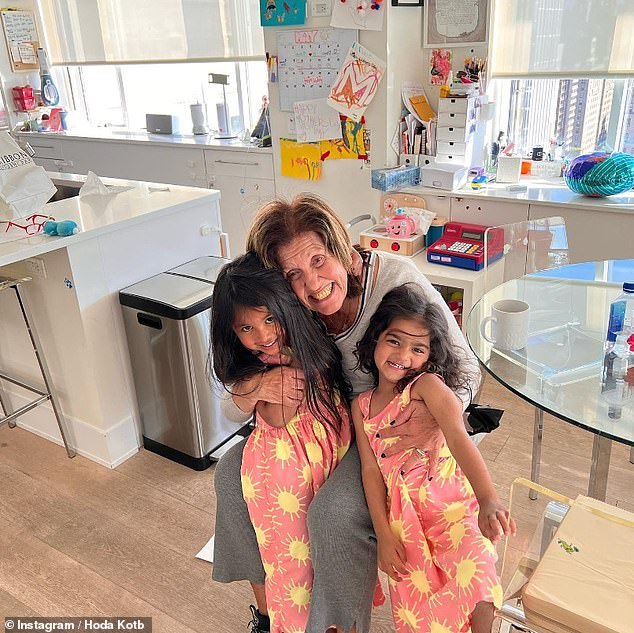 Hoda gave fans a glimpse of her kitchen and posted this photo of mom Sameha hugging Haley and Hope.
