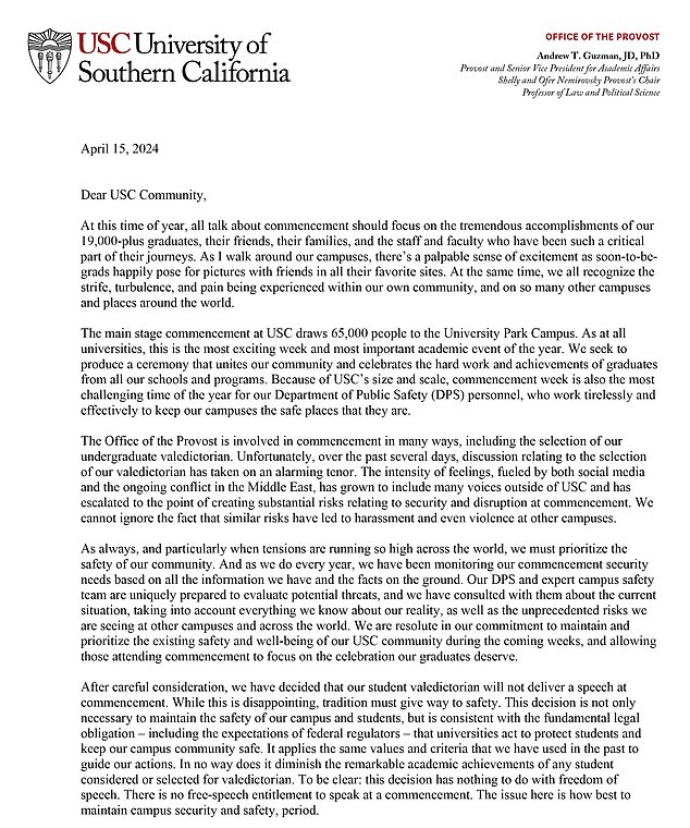 1713623542 511 USC cancels ALL speakers at commencement ceremony including Crazy