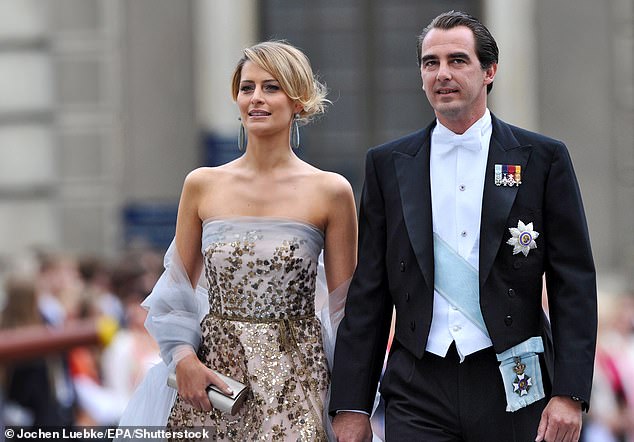 Prince Nikolaos and Princess Tatiana photographed in 2010, before they were married, attending the wedding of Crown Princess Victoria of Sweden and Daniel Westling.