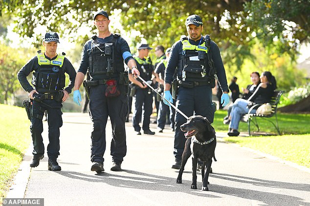 Police dog team officers were also present.