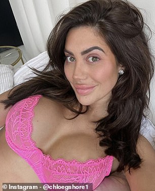 The star shared multiple selfies showing off her new look as she posed in a pink lace bra with the simple caption: 