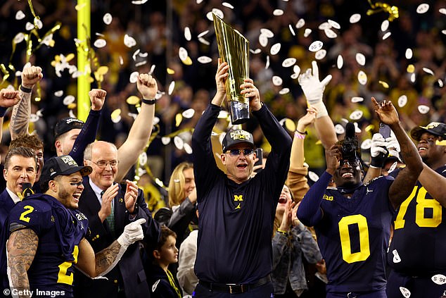 Harbaugh led the Michigan Wolverines to their first national title since 1997 in January.