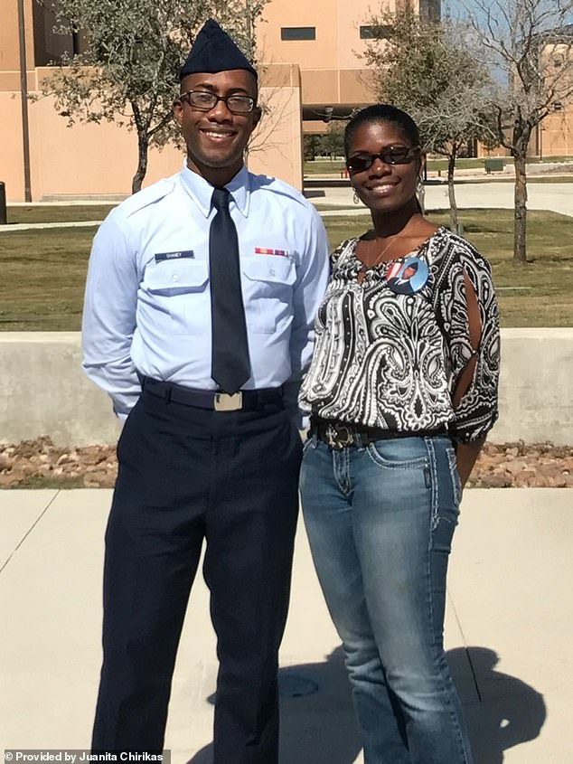 Chaney, pictured here with his mother Juanita, joined the Air Force when he was 22 years old.