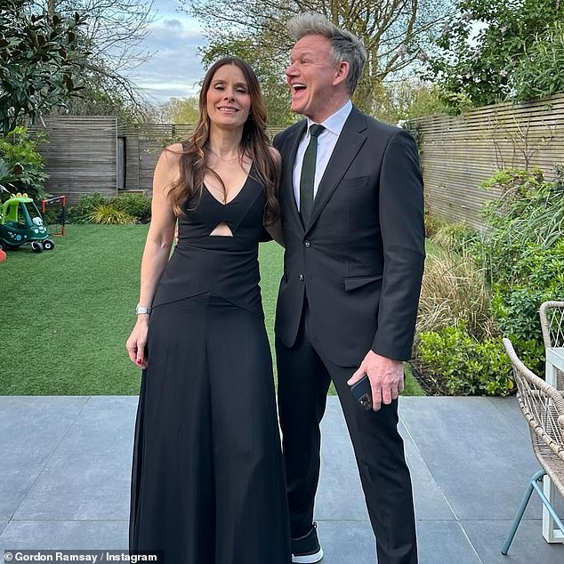 Celebrity chef Gordon Ramsay and his wife Tana looked stylish as they posed together at home before heading to Victoria's birthday celebration on Saturday.