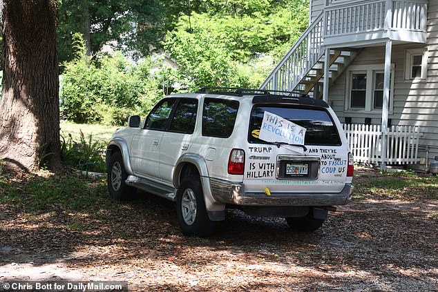 After his death, Azzarello's white Toyota 4Runner pickup truck was found where he left it outside his apartment building. Trump is with Hillary and they are about to give us a fascist coup, it is written in permanent marker on the back