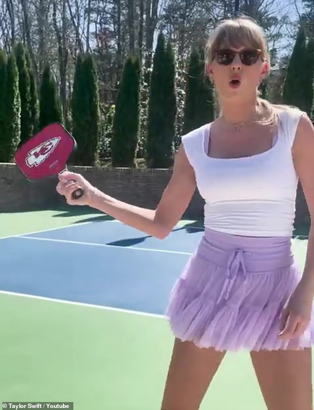 Swift wants her fans to post 14 clips of what they've done in the past fortnight, such as a game of pickleball (pictured).
