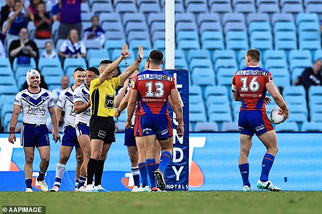 Hetherington was sacked early in the game and was mocked by the Bulldogs hooker.