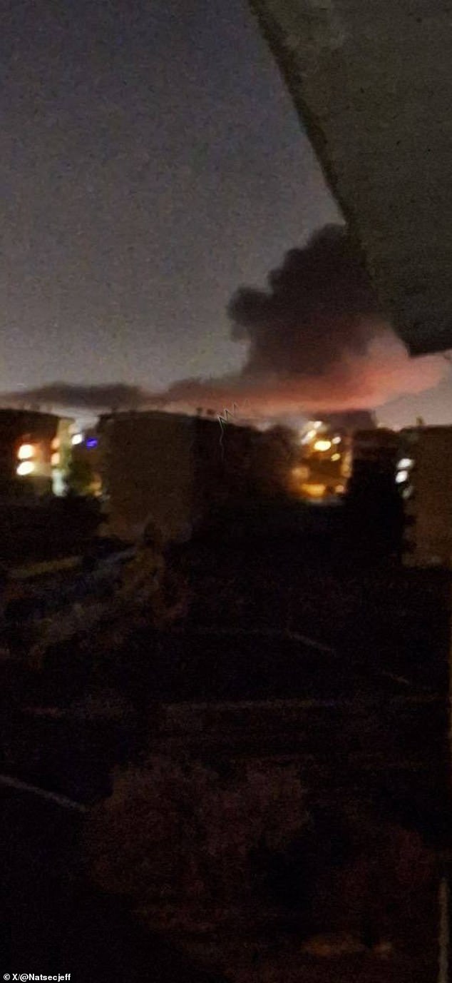 Images posted on social media appear to show anti-aircraft fire over the city of Isfahan in Iran.