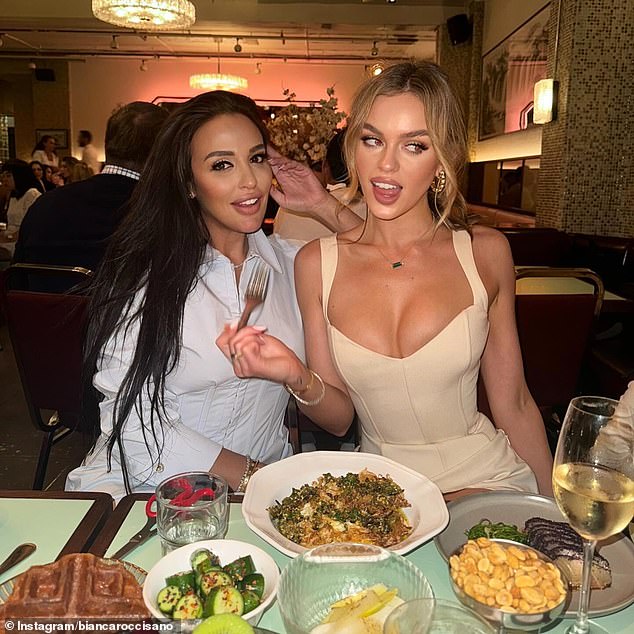 The couple dined alongside Bianca Roccisano (left) and Hemmes' model girlfriend Madeleine Holtznagel (right).