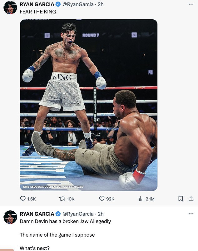 Garcia's video came after he shared several other celebratory posts on social media.