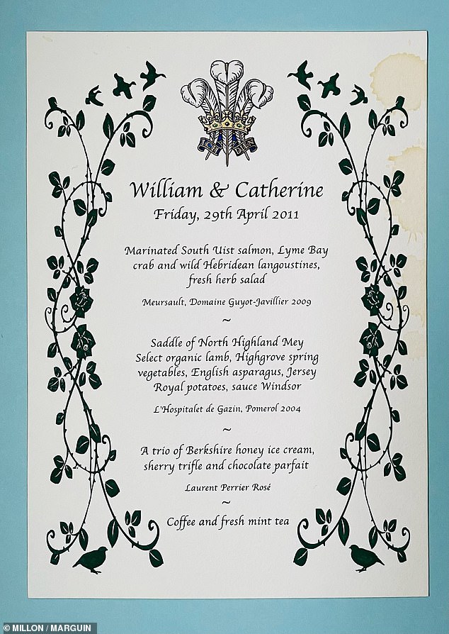 Buckingham Palace, April 2011: William and Catherine chose a very British menu with dishes from all corners of the country, including an elegant nod to the bride's Berkshire roots to accompany William's favorite chocolate parfait.