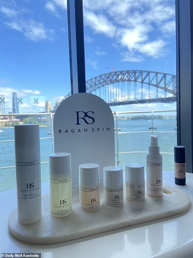Ms Loneragan used her latest range of Ragan Skin products (pictured) during the facial.