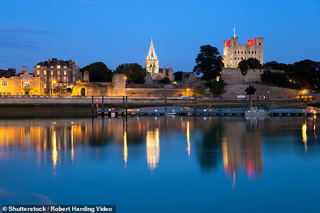 Rochester Cathedral (center of image) is the second oldest in England and its castle (right) dates back to the 11th century.
