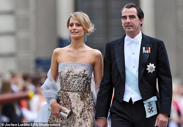 Prince Nikolaos and Princess Tatiana photographed in 2010, before they were married, attending the wedding of Crown Princess Victoria of Sweden and Daniel Westling.