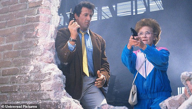 In 1991, Schwarzenegger, 76, even managed to trick Stallone, 77 (left), into starring in the horrible buddy cop action comedy Stop!  Or My Mom Will Shoot, with Golden Girls scene-stealer Estelle Getty (right), according to TMZ