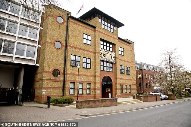 Luton Crown Court where Shy appeared via video link from HMP Bedford on Friday wearing a gray prison tracksuit