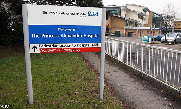 A patient at Princess Alexandra Hospital Trust (pictured), Essex, waited 505 days for treatment.