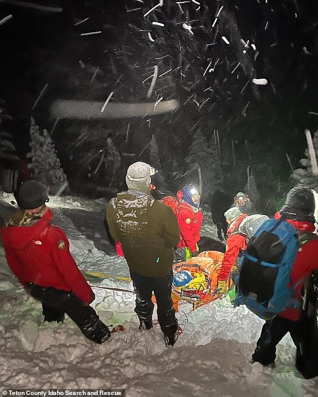 First responders used an inflatable sled to rescue Travis Halverson from a snowdrift after he likely triggered an avalanche.