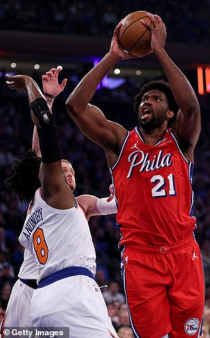 Embiid, the reigning NBA MVP, in the 76ers' first-round matchup against the Knicks on Saturday