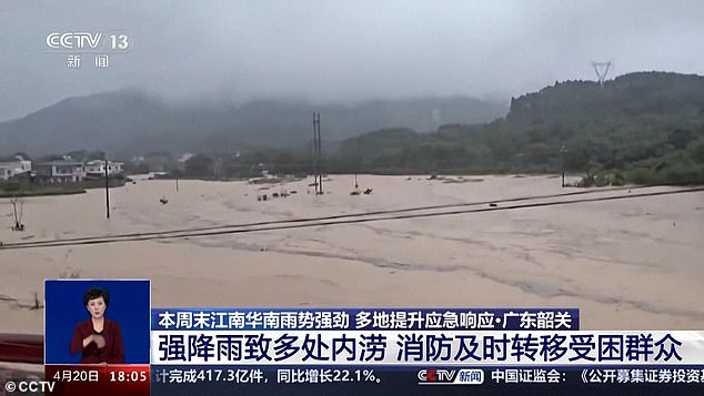 State broadcaster CCTV said on Sunday that the rains had caused landslides that affected six villages in the northern Guangdong city of Jiangwan.