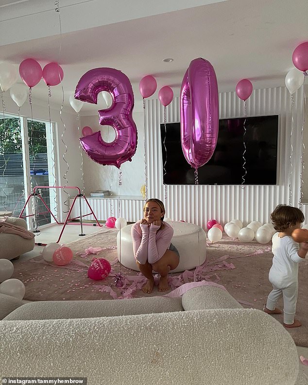 The fitness influencer gave her Instagram followers a glimpse into her morning birthday celebrations, with a display of balloons and streamers.