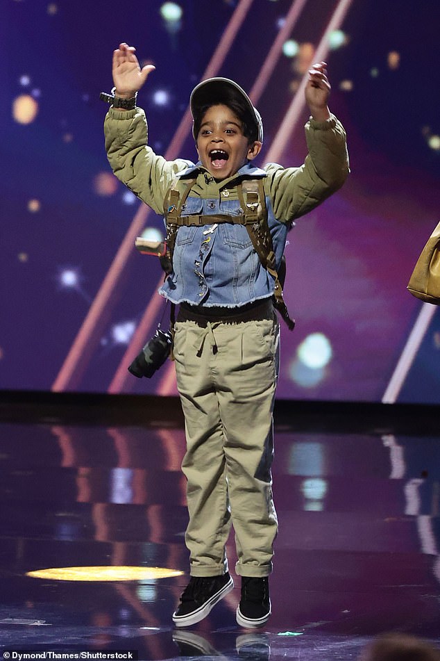 Simon previously showed his impression of David, 97, in the 2022 show, as he judged mini environmentalist Aneeshwar Kunchala, seven, in the semi-final (pictured).