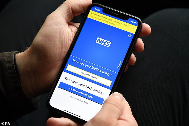 Middle-aged patients will be encouraged to do their own health checks on the NHS app (pictured) rather than consulting a GP.