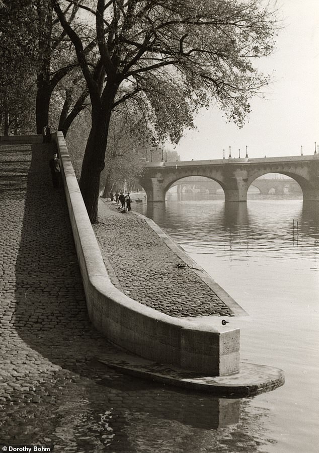 A relaxing view of the Seine River in Paris in 1955