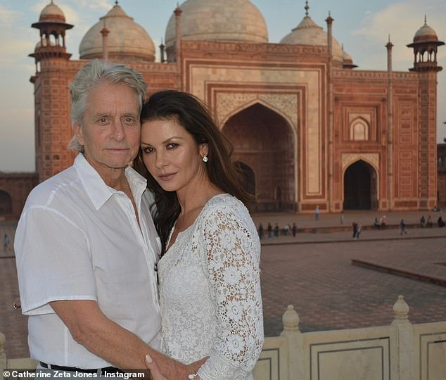 Michael and Catherine are seen here at the Taj Mahal in Agra, India.