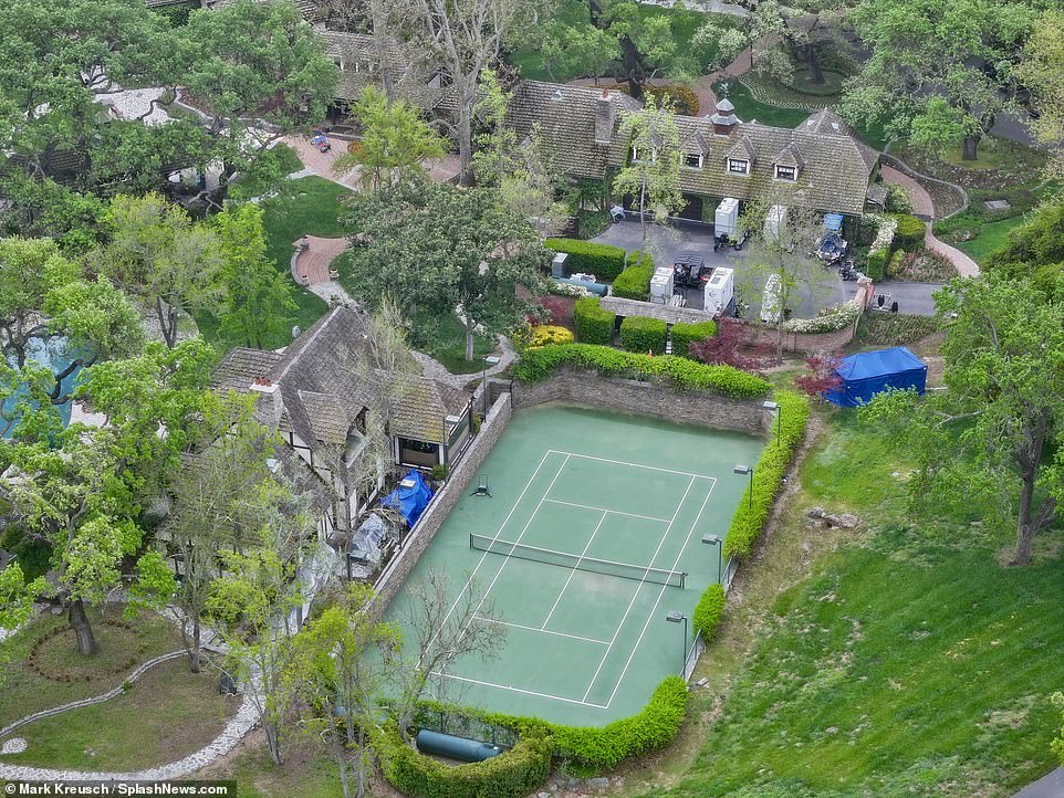 An overhead shot reveals that the property has been restored to its former glory for the new film.