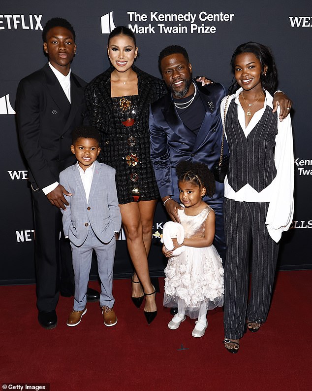 The couple are parents to son Kenzo, six, and daughter Kaori, three.  She has two children from her previous marriage to Torrei Hart: her daughter Heaven, 19, and his son Hendrix, 16;  Seen on March 24 in Washington DC