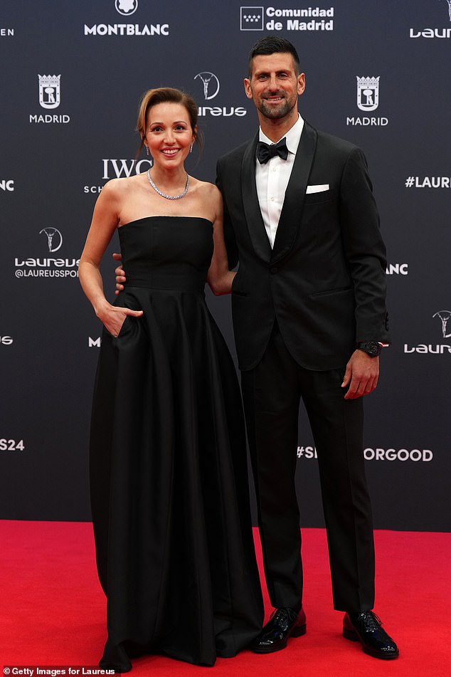Novak Djokovic and his wife Jelena dressed in matching black