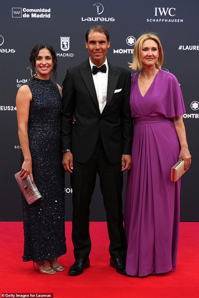 The tennis star theme continued when Rafael Nadal and his wife Maria also made a rare public appearance together for the awards.