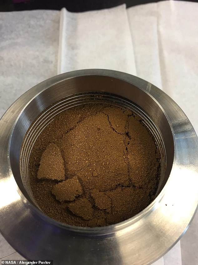 Scientists used this sample of Mars soil to conduct an experiment on how a crust forms, trapping methane beneath the planet's surface during the day.