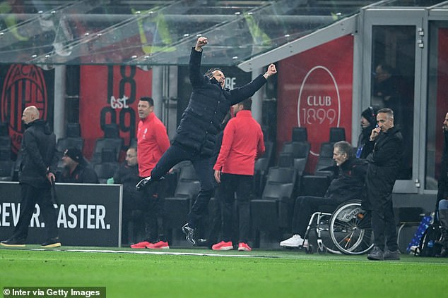 He jumped into the air to celebrate after the final whistle after a nervous finish