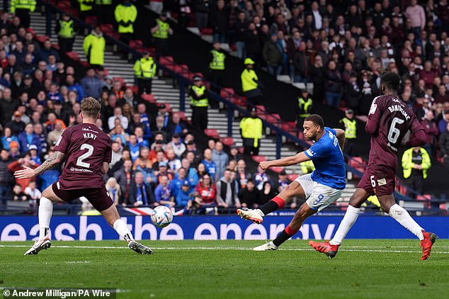 Rangers set up the first Old Firm final since 2002 when Cyriel Dessers scored twice in a 2-0 win over Hearts.