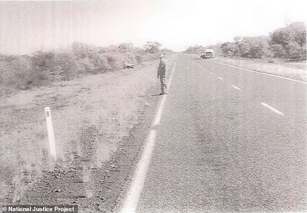 After the accident: The highway crime scene that police failed to properly investigate, leaving it up to indigenous relatives to find Mona Lisa's torn off ear on the side of the road.