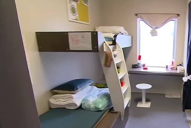 Ms Patterson has been behind bars at the Dame Phyllis Frost Center in Melbourne's industrial western suburbs since her arrest last November (pictured, a prison cell).