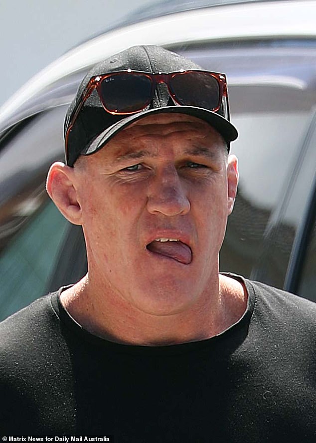 Gallen emerged five days after the fight, showing evidence of injuries, including a mark over his right eye (above).