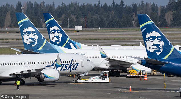 An Alaska Airlines Boeing 737 MAX 9 airliner leaves the terminal at Seattle-Tacoma International Airport on March 25, 2024.