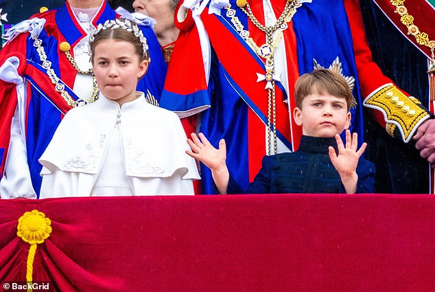 Prince Louis missed part of the Coronation service because his parents felt it was too long, but wasted no time in entertaining the crowd during the aerial parade.