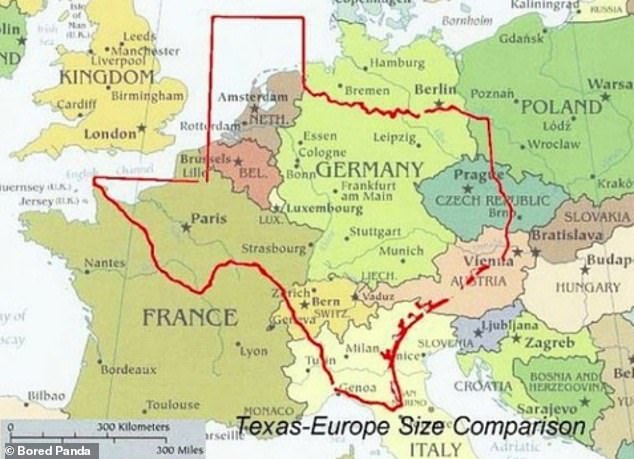 Elsewhere, another graph showed that Texas fits in with almost all of Germany, and many of its neighboring nations, around
