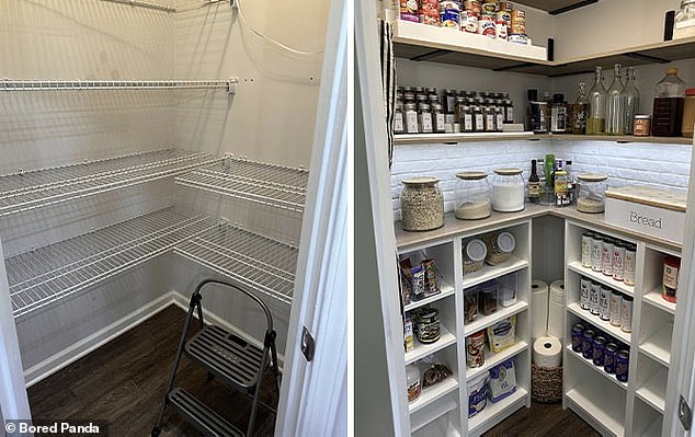 Meanwhile, another poster believed to be from the US started small by renovating his pantry and turning it into a stylish corner of the house.