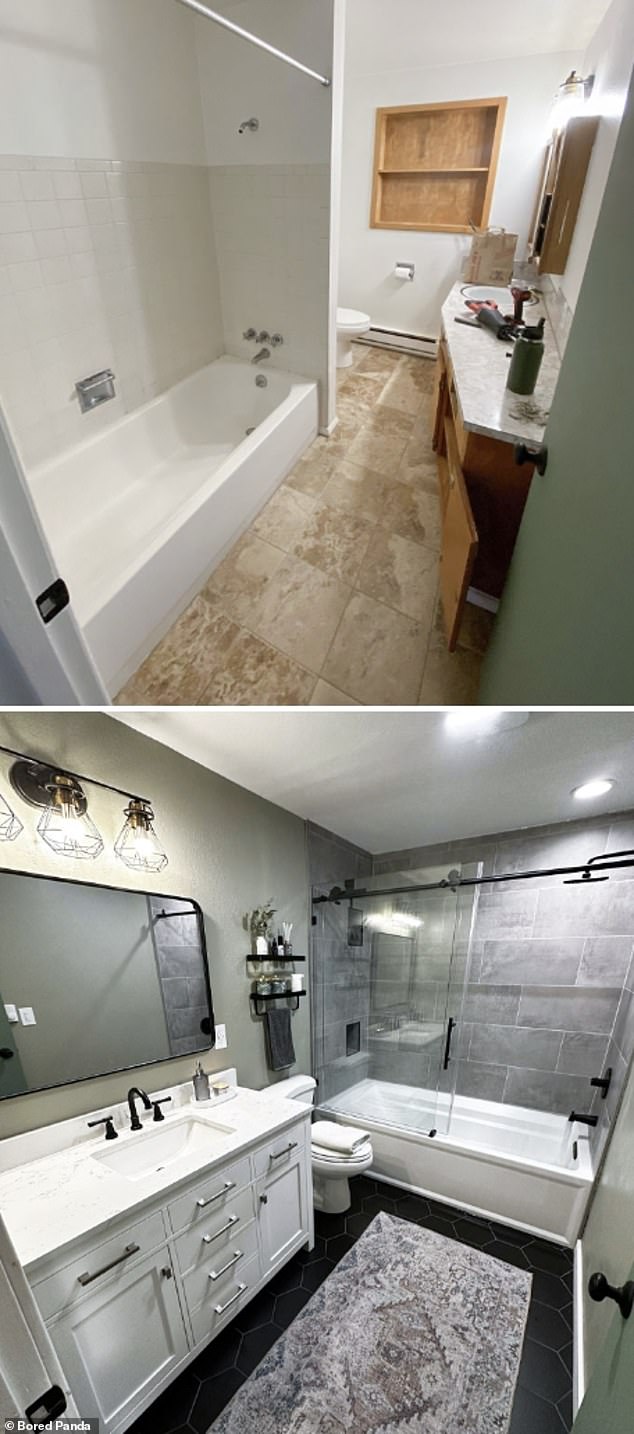 Meanwhile, this homeowner used her skills to decorate a bathroom that looked like a fancy hotel bathroom.