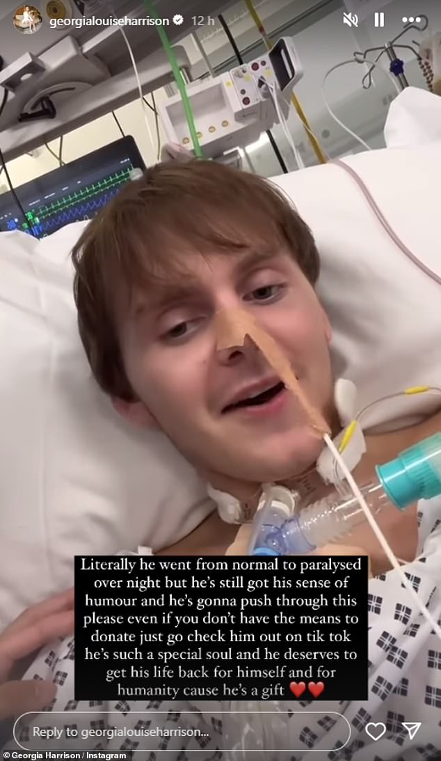 Georgia then shared a video of Louie in his hospital bed with the caption: 