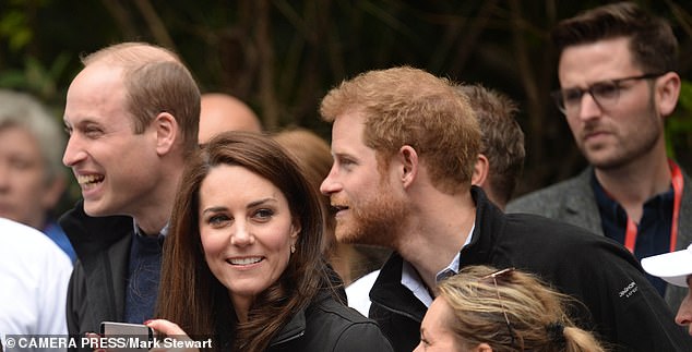 Jason Knauf, right, filed a harassment complaint when he was Harry and Meghan's communications secretary in 2018. Pictured with Harry, William and Kate.