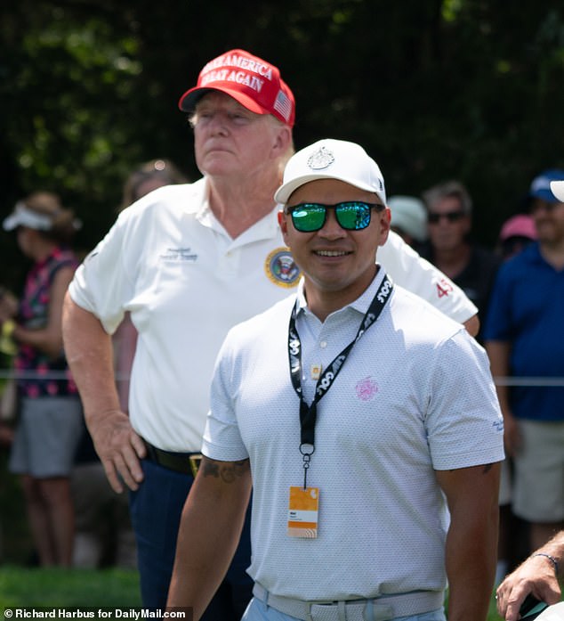 Nauta (pictured with Trump in August 2023) is Trump's co-defendant in the classified documents case.  Trump's team promised him that he would be pardoned if he was charged with lying to the FBI in the classified documents case.